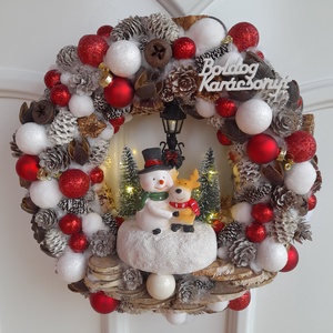 Hóember és Rénszarvas Ajtódísz - karácsony - adventi díszek - adventi ajtódísz - Meska.hu