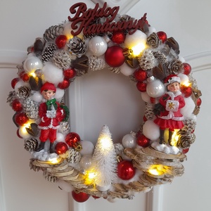 Karácsonyi LED-es Ajtódísz  Gyermekfigurás - karácsony - adventi díszek - adventi ajtódísz - Meska.hu