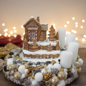 Mézeskalács Téli Falu - karácsony - adventi díszek - adventi koszorú - Meska.hu