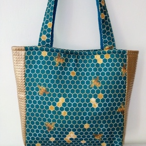 Türkiz méhsejtes táska2. - Meska.hu