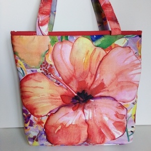 Nagyvirágos vászontáska - Meska.hu