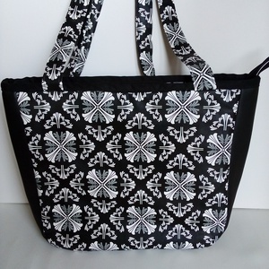 Feketemintás textilbőr táska - Meska.hu