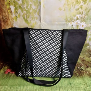 Fekete hálós  szövetes táska, Táska & Tok, Kézitáska & válltáska, Nagy pakolós táska, Varrás, MESKA