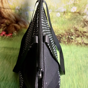 Fekete hálós  szövetes táska - táska & tok - kézitáska & válltáska - nagy pakolós táska - Meska.hu