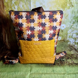 Okkersárgás puzzle hátizsák, Táska & Tok, Hátizsák, Hátizsák, Varrás, MESKA