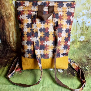 Okkersárgás puzzle hátizsák - táska & tok - hátizsák - hátizsák - Meska.hu