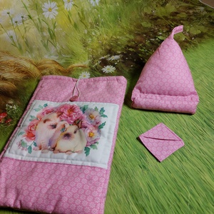 Nyuszis-cicás könyvtartó,telefontartó szett, Könyv & Zene, Könyvtok, Varrás, MESKA