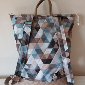 Barna háromszögesmintás hátizsák - táska & tok - hátizsák - hátizsák - Meska.hu