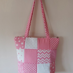 Rózsaszín pachwork táska, Táska & Tok, Kézitáska & válltáska, Válltáska, Varrás, MESKA
