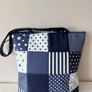 Kék pachwork táska - táska & tok - kézitáska & válltáska - válltáska - Meska.hu