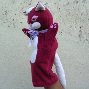 Bordó cica - kézbáb -  - Meska.hu