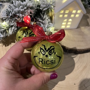 Grincs karácsonyfadísz - NÉVVEL - karácsony - karácsonyi lakásdekoráció - karácsonyfadíszek - Meska.hu