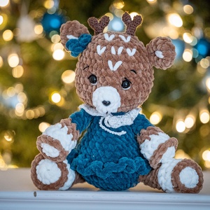 Horgolt plüss szarvas - kék, Játék & Sport, Plüssállat & Játékfigura, Plüss mesefigurák, Horgolás, MESKA