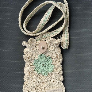 Világos bézs-menta mobil táska, Táska & Tok, Kézitáska & válltáska, Válltáska, Horgolás, MESKA