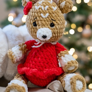 Horgolt plüss szarvas - piros - játék & sport - plüssállat & játékfigura - plüss mesefigurák - Meska.hu