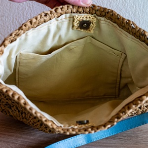 Karamell színű raffia női táska - táska & tok - kézitáska & válltáska - válltáska - Meska.hu