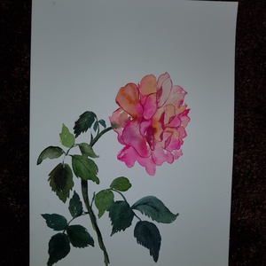 A rózsaszál: eredeti akvarell festmény  - művészet - festmény - akvarell - Meska.hu