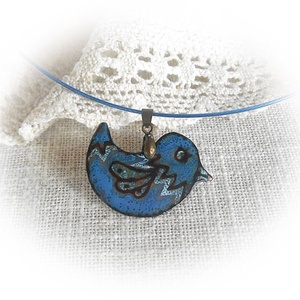 Kék madár - tűzzománc medál -  - Meska.hu