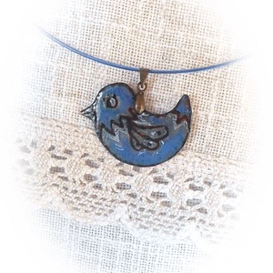 Kék madár - tűzzománc medál -  - Meska.hu