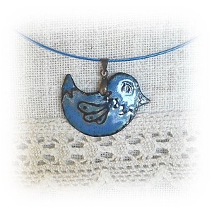 Kék madár - tűzzománc medál -  - Meska.hu