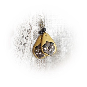 Klimt csepp - fülbevaló - ékszer - fülbevaló - lógó fülbevaló - Meska.hu
