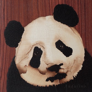 Édes Panda maci fa kézműves intarzia kép - otthon & életmód - dekoráció - kép & falikép - fából készült kép - Meska.hu