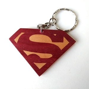 Superman fa kulcstartó (intarzia), Táska & Tok, Kulcstartó & Táskadísz, Kulcstartó, Famegmunkálás, Meska