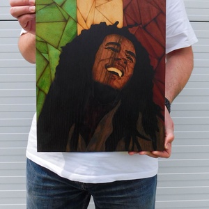 Bob Marley énekes fa portré - művészet - portré & karikatúra - portré - Meska.hu