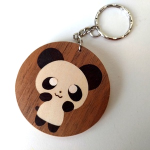 Cuki panda fa kulcstartó (Intarzia) - táska & tok - kulcstartó & táskadísz - kulcstartó - Meska.hu
