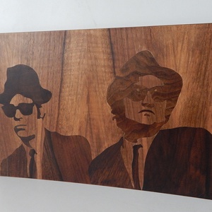 Blues Brothers fanart fa intarzia, Otthon & Lakás, Dekoráció, Kép & Falikép, Fából készült kép, Famegmunkálás, Meska