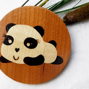 Aranyos fekvő panda kulcstartó/mágnes (Intarzia) - Meska.hu