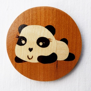 Aranyos fekvő panda kulcstartó/mágnes (Intarzia) - táska & tok - kulcstartó & táskadísz - kulcstartó - Meska.hu