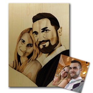 Esküvői portré fából, Intarzia - esküvő - emlék & ajándék - nászajándék - Meska.hu