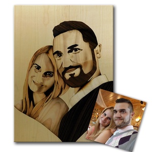 Esküvői portré fából, Intarzia, Művészet, Portré & Karikatúra, Portré, Famegmunkálás, MESKA