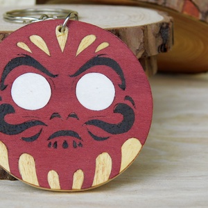 Daruma kívánság kulcstartó és hűtőmágnes, Táska & Tok, Kulcstartó & Táskadísz, Kulcstartó, Famegmunkálás, MESKA