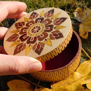 Őszi mandala fa ajándék doboz, ékszertartó, virágos, díszdoboz - ékszer - ékszertartó - ékszerdoboz - Meska.hu