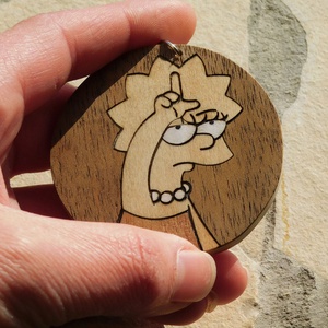 Ajándék Lisa simpson, lúzer fa kulcstartó/mágnes (Intarzia) - táska & tok - kulcstartó & táskadísz - kulcstartó - Meska.hu