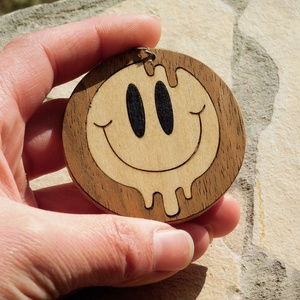 smile, mosoly, vidám ajándék, fa, egyedi, kulcstartó/mágnes (Intarzia) - táska & tok - kulcstartó & táskadísz - kulcstartó - Meska.hu