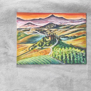 Toscana  C. Tájkép , Művészet, Festmény, Akril, Festészet, MESKA