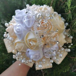 Vanília , pezsgő örökcsokor, menyasszonyi csokor - esküvő - menyasszonyi- és dobócsokor - Meska.hu