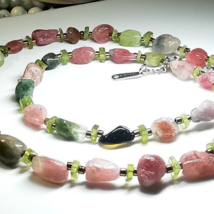 Turmalin - peridot nyakék, Ékszer, Nyaklánc, Medál nélküli nyaklánc, Ékszerkészítés, MESKA