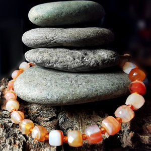 Karneol - cirkon karkötő - ékszer - karkötő - ásványkarkötő - Meska.hu