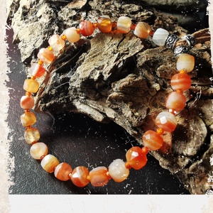 Karneol - cirkon karkötő - ékszer - karkötő - ásványkarkötő - Meska.hu