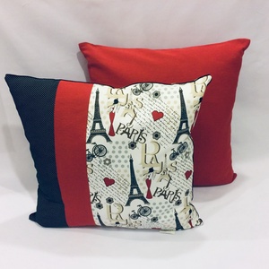 Díszpárnahuzat Párizs minta és egyszinű - otthon & életmód - lakástextil - párna & párnahuzat - díszpárnahuzat - Meska.hu