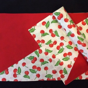 Tányéralátét szett cseresznye mintával  - otthon & életmód - konyhafelszerelés, tálalás - tálalás - tányér- és poháralátét - Meska.hu