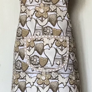 Konyharuha szett szivecske - virág bézs mintás - otthon & életmód - konyhafelszerelés, tálalás - konyhai textil - konyharuha & törlőkendő - Meska.hu