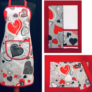 Konyharuha szett szívecske  mintás - otthon & életmód - konyhafelszerelés, tálalás - konyhai textil - konyharuha & törlőkendő - Meska.hu