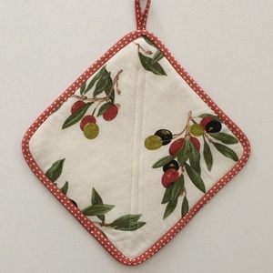 Edényfogó olajbogyó  mintával , Otthon & Életmód, Konyhafelszerelés, tálalás, Konyhai textil, Edényfogó & Edényfedő, Varrás, MESKA