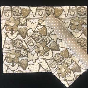 Konyharuha szett bézs szívecske - virág  mintás  - otthon & életmód - konyhafelszerelés, tálalás - konyhai textil - konyharuha & törlőkendő - Meska.hu