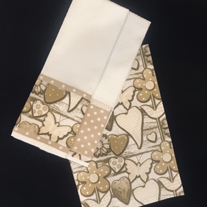 Konyharuha szett szivecske - virág bézs mintás, Otthon & Életmód, Konyhafelszerelés, tálalás, Konyhai textil, Konyharuha & Törlőkendő, Varrás, MESKA